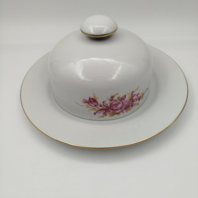 купить Масленка с цветочным декором, фарфор, деколь, золочение, Graf Von Henneberg Porzellan, 1777 Jlmenau, ГДР, 1977-1990 гг.