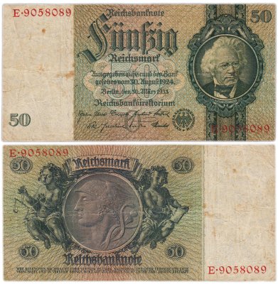 купить Германия 50 рейхсмарок 1933 (Pick 182)