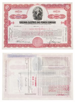 купить Акция США VIRGINIA ELECTRIC AND POWER COMPANY , 1952- 1957 гг.