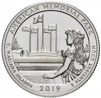 Купить США 1/4 доллара (25 центов, квотер) 2019 S — "Национальные парки - Мемориал парк" (47-й парк)