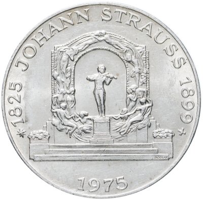 купить Австрия 100 шиллингов (shillings) 1975 "150 лет со дня рождения Иоганна Штрауса"