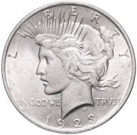 Купить США 1 доллар (dollar) 1922-1923 "Мирный доллар (Peace Dollar)", случайная дата