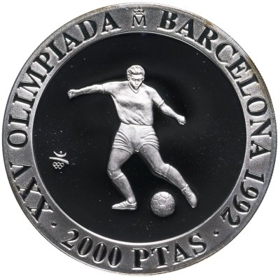 купить Испания 2000 песет (pesetas) 1990 XXV Летние Олимпийские игры, Барселона 1992 - футбол