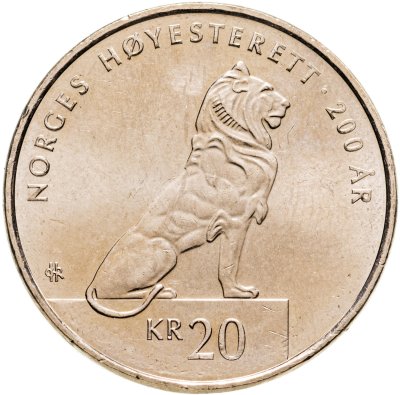 купить Норвегия 20 крон (kroner) 2015 200 лет Верховному суду