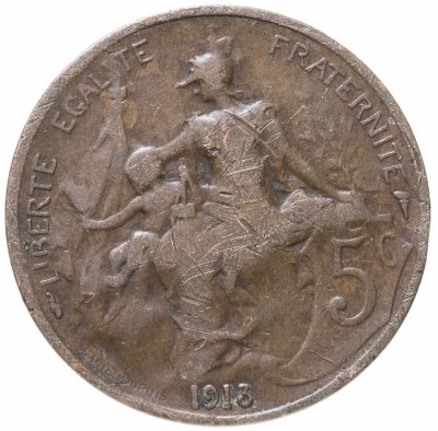 купить Франция 5 сантимов (centimes) 1913