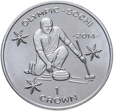 купить Остров Мэн 1 крона (crown) 2014 "XXII зимние Олимпийские Игры, Сочи 2014 - Кёрлинг"