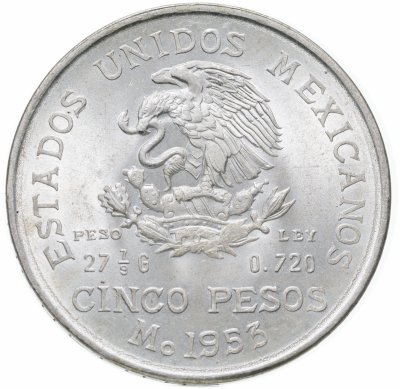 купить Мексика 5 песо (pesos) 1953