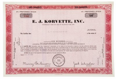 купить Акция США " E.J.Korvette. Inc." 1965 г.