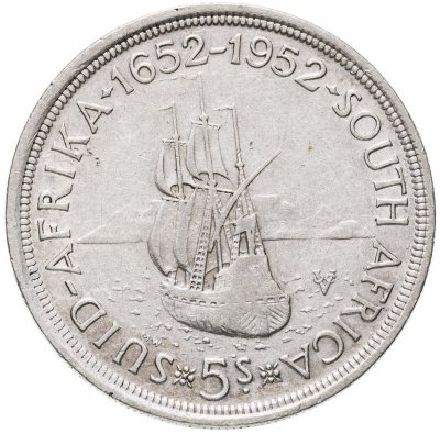 купить Южная Африка 5 шиллингов 1952 "300 лет основанию Кейптауна"