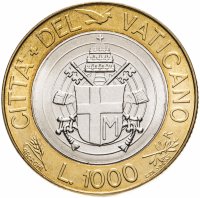 Купить Ватикан 1000 лир (lire) 1998