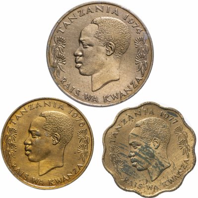 купить Танзания набор из 3 монет 10, 20 центов и 1 шиллинг 1974-1977