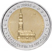 Купить Германия 2 евро 2008 D "Федеральные земли Германии: Гамбург"