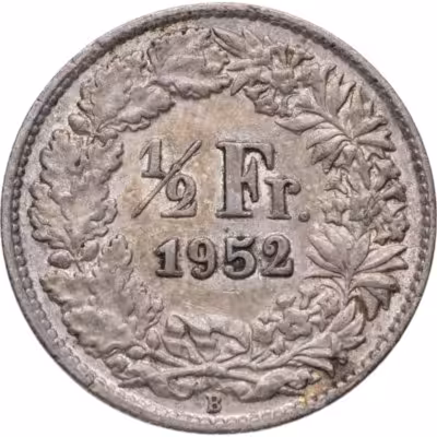 купить Швейцария 1/2 франка (franc) 1952