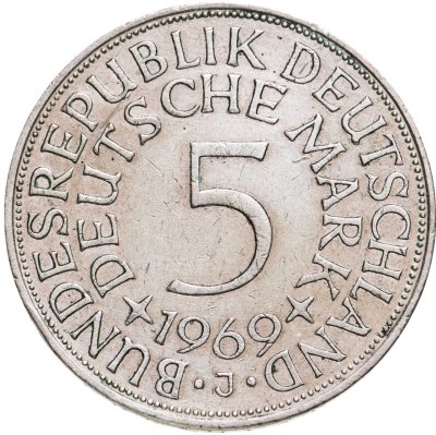 купить Германия 5 марок 1969 "J"