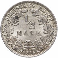 купить Германия 1/2 рейх марки 1915, монетный двор случайный