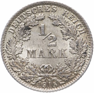 купить Германия 1/2 рейх марки 1915, монетный двор случайный