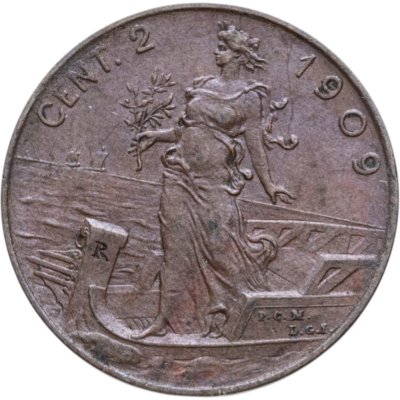 купить Италия 2 чентезимо (centesimi) 1909