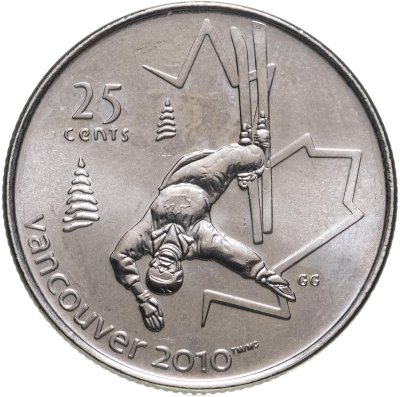 купить Канада 25 центов (квотер, quarter dollar) 2008 "XXI зимние Олимпийские Игры, Ванкувер 2010 - Фристайл"