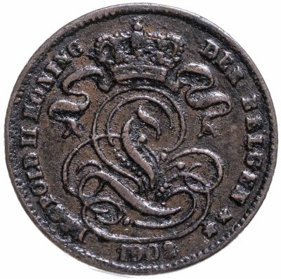 купить Бельгия 1 сантим (centime) 1902 Надпись на голландском - 'DER BELGEN'