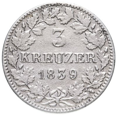 купить Германия, Вюртемберг 3 крейцера 1839