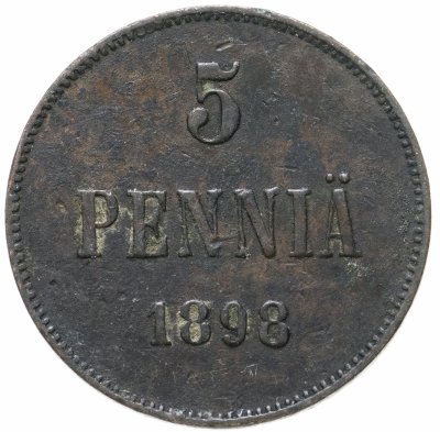купить 5 пенни 1898, монета для Финляндии