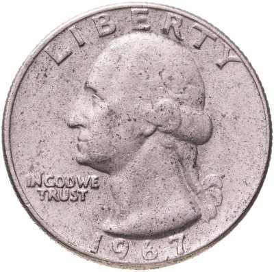 купить США 25 центов (квотер, 1/4 доллара, quarter dollar) 1967