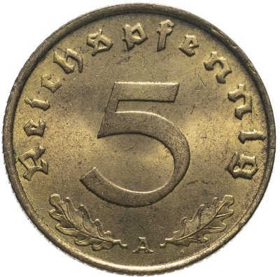 купить Германия (Третий рейх) 5 рейхспфеннигов (reichspfennig) "A" 1937