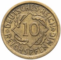купить Германия 10 рейхспфеннигов 1924-1936 D