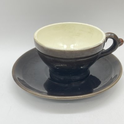 купить Чайная пара в монотонной расцветке, керамика, глазурь, Конаковский фаянсовый завод им. М.И. Калинина (ЗиК Конаково), СССР, 1960-1990 гг.