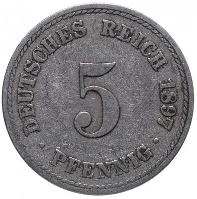 купить Германия 5 рейх пфеннигов 1897 "A"