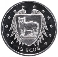 купить Остров Мэн 15 экю 1994 "Герб Кошка"