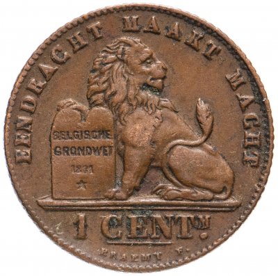 купить Бельгия 1 сантим (centime) 1912 Надпись на голландском - 'ALBERT KONING DER BELGEN'