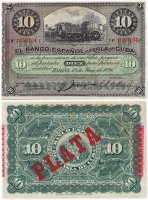 купить Куба 10 песо 1896 (Pick 49d) Испанская колония