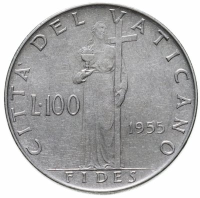 купить Ватикан 100 лир (lire) 1955