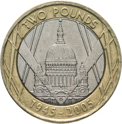 купить Великобритания 2 фунта (pounds) 2005 "60 лет Победы"