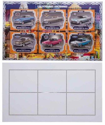 купить Мали марки квартблок "Автомобили. Машины. Ретро" 220, 350, 400, 500, 600, 650 франков 2017