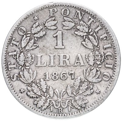 купить Папская область 1 лира (lira) 1867 XXII