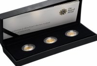 Купить Великобритания набор 2008 из 3 серебряных монет с золотой инкрустацией 1 фунт в подарочной коробке с сертификатом