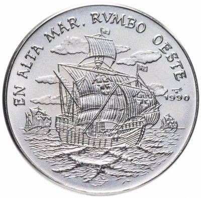 купить Куба 1 песо (peso) 1990 "500 лет открытию Америки. Корабль Колумба плывёт на запад"