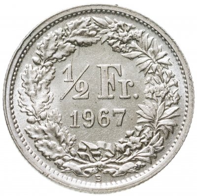 купить Швейцария 1/2 франка (franc) 1967