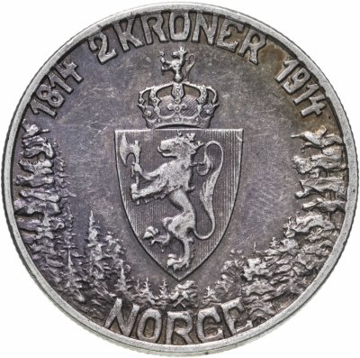 купить Норвегия 2 кроны (kroner) 1914 "100 лет Конституции Норвегии"