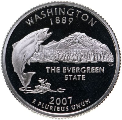 купить США 25 центов (квотер, 1/4 доллара, quarter dollar) 2007 Вашингтон Серебро