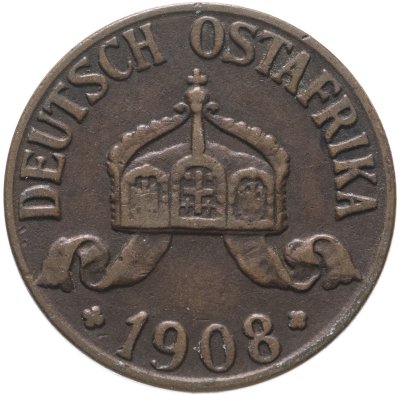 купить Германская Восточная Африка 1 геллер 1908, знак монетного двора "J" - Гамбург