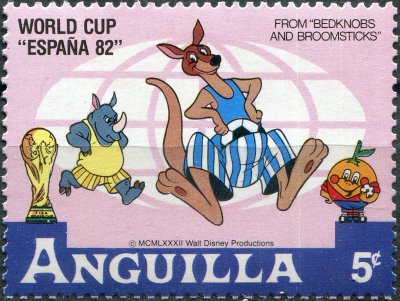 купить Ангилья Почтовая марка 1982 "Сцена из фильма Уолта Диснея "Набалдашник и метла". Звериный футбол (III)"