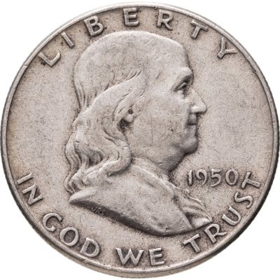 купить США 50 центов (1/2 доллара, half dollar) 1950 Franklin Half Dollar Без отметки монетного двора
