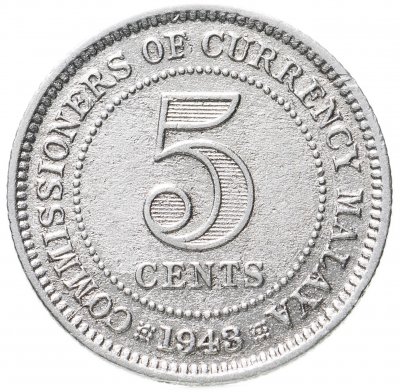 купить Малайя 5 центов (cents) 1943