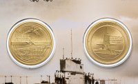 купить Австралия 1 доллар 2014 набор из 2-х монет "Столетие авиации и подводного флота" в конверте с маркой