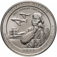 купить США 1/4 доллара (25 центов, квотер) 2021 P "Национальное историческое место — "Пилоты из Таскиги", 56-й парк