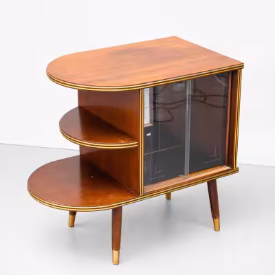 купить Барная тумба, дерево, орех, стекло, латунь, ГДР, 1960-1970 гг.