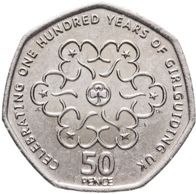 купить Великобритания 50 пенсов 2010 "100 лет женской организации скаутов"